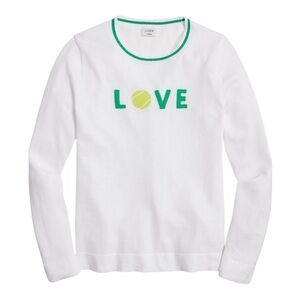 J. Crew White Tennis Love Teddie Crewneck Sweater XS
